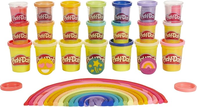 Play-Doh Bright 'n Happy Variety Pack with 21 Cans of Modeling Compound Including Scented, Sparkle, Metallic, Arts and Crafts Toy for Kids 3 and Up, Non-Toxic (Amazon Exclusive)