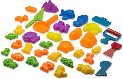 Animal Sand Molds & Tools Kit (36 Pcs) - Works with All Other Play Sand Brands - Includes: 10 Dinosaurs, 10 Animals & 12 Beach Molds, & 4 Tools - Sand Not Included