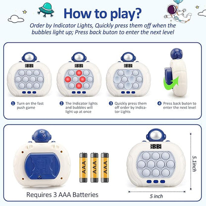 Blackma Pop Game Light Up Fidget Toys for Kids, Handheld Puzzle Game Sensory Toys for 5-7 8-12, Christmas Birthday Gifts for 3-12 Year Old Boys Girls (Astronaut)