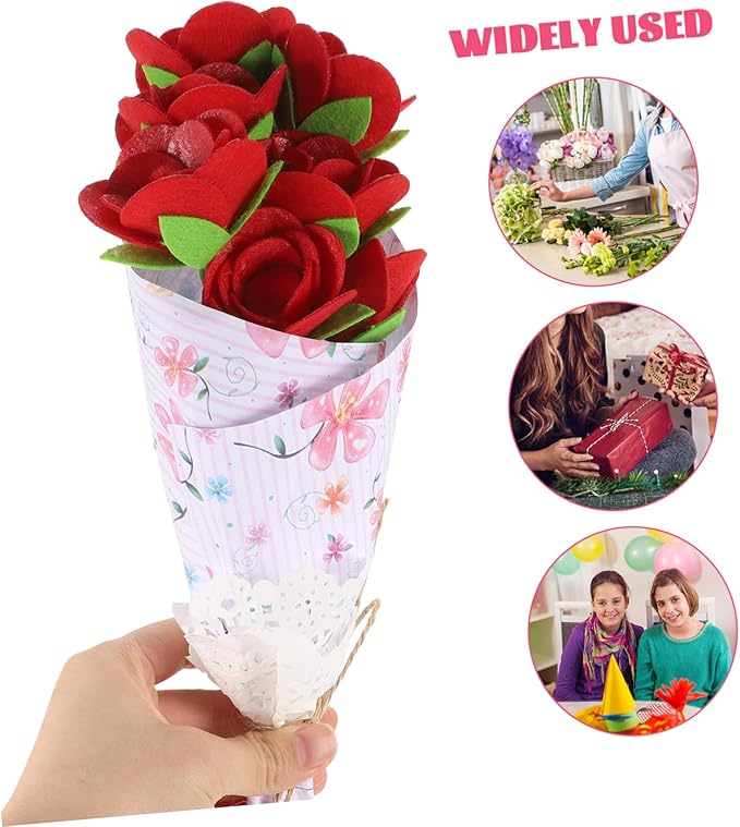 Beavorty 2 Sets Bouquet Material Package Flower Crafts for Kids DIY Felt Flower Kit Valentines Day DIY Kid Toys Unique DIY Bouquet Supply Child Rose Craft Pack Non-Woven