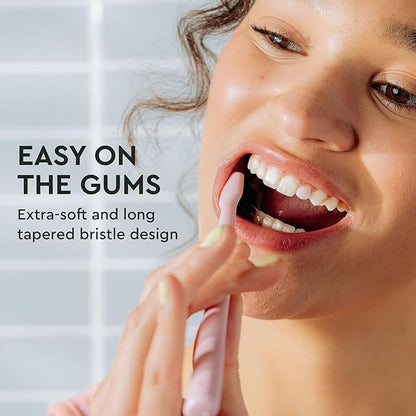 Boka Classic Manual Toothbrush with Extra Soft Activated-Charcoal, Tapered Bristles, Bioplastic Handle That Includes Travel Cap, Dentist-Approved, Great for Adults and Kids, White (Pack of 1)