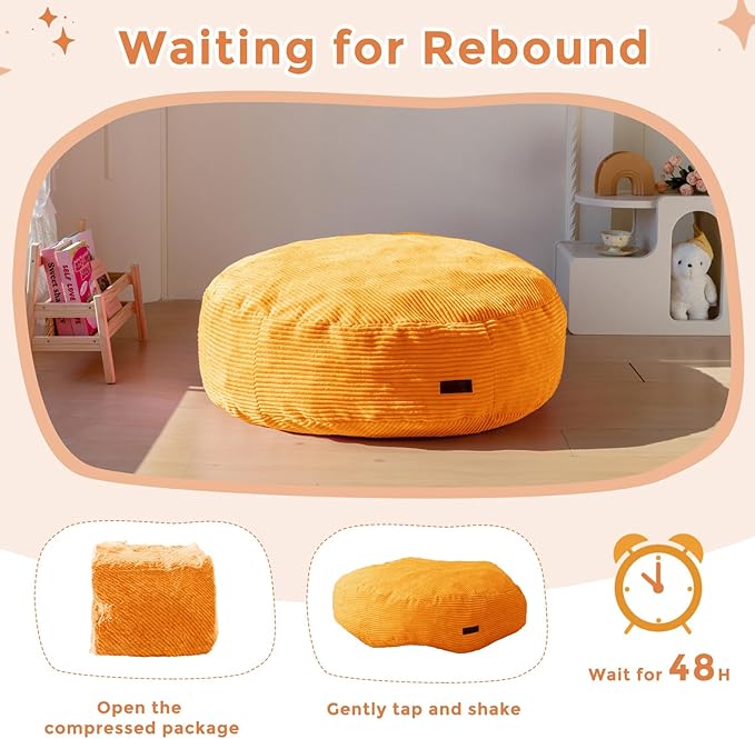 MAXYOYO 3 in 1 Kids Bean Bag Chair Bed, Convertible Chair Folds from Bean Bag to Lounger, Child Floor Sofa for Gaming, Reading, Floor Mattress with High-Density Foam Filling