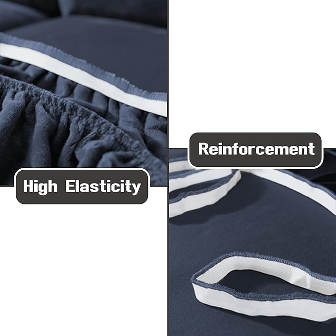 NORTHERN BROTHERS Stretchy Recliner Chair Covers, Velvet Recliner Covers, Lazy Boy Chair Cover (Dark Blue, 1 Seat)