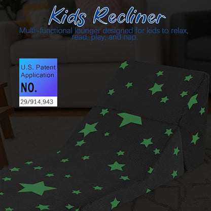 MeMoreCool Toddler Couch Fold Out Sofa Bed, Kids Lounge Chair Foldable Floor Lounger, 3-in-1 Folding Children Chair Bed, Pull Out Recliner for Toddlers 1-6, Star