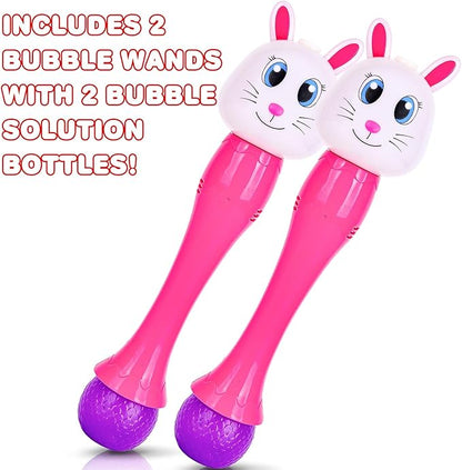 ArtCreativity Easter Bunny Bubble Wand (2 Pack), Easter Basket Stuffers for Toddler, 14" Light Up Automatic Bubble Maker with LED & Music, Bubbles for Kids, Toys for Toddlers 1-3