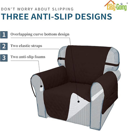 Easy-Going Sofa Slipcover Loveseat Cover Waterproof Couch Cover Washable Sofa Cover for 2 Cushion Couch Non-Slip Fabric Furniture Protector with Pocket for Pets Kids Dog Cat (Loveseat, Chocolate)