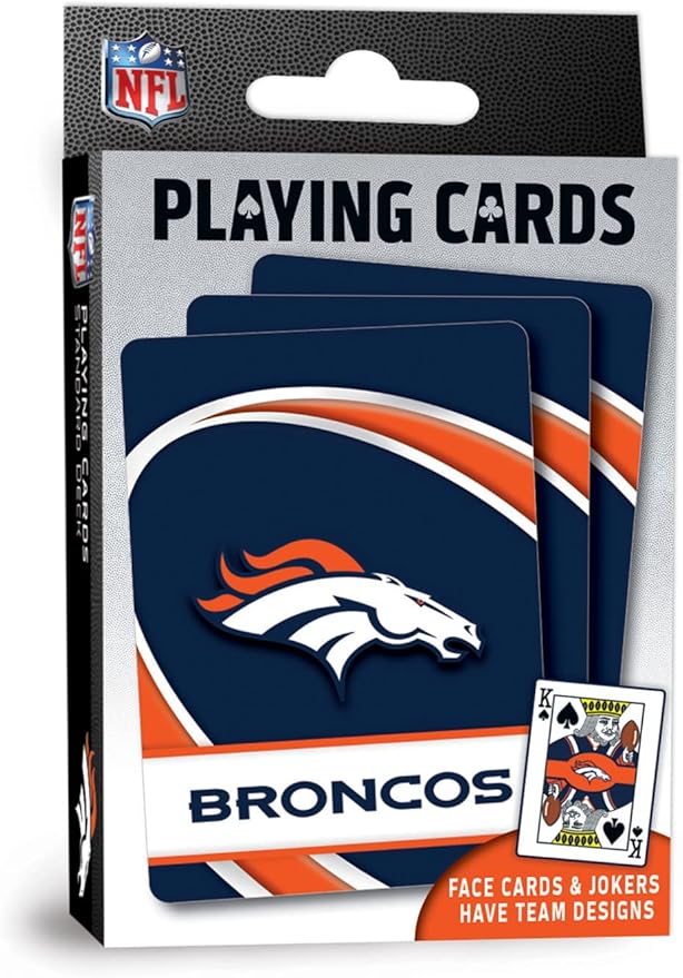 MasterPieces - NFL Playing Cards, Officially Licensed Denver Broncos Football Deck, Family Games for Adults and Kids, Standard Index
