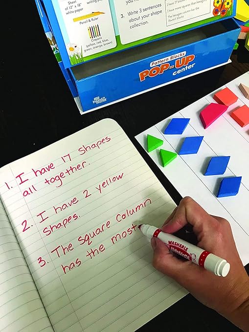 hand2mind Pattern Blocks Pop-Up Learning Activity Center, Create and Play Pattern Blocks, Foam Shapes, 3D Shapes Manipulatives, Geometric Shapes for Kids, Learning Shapes for Kindergarten