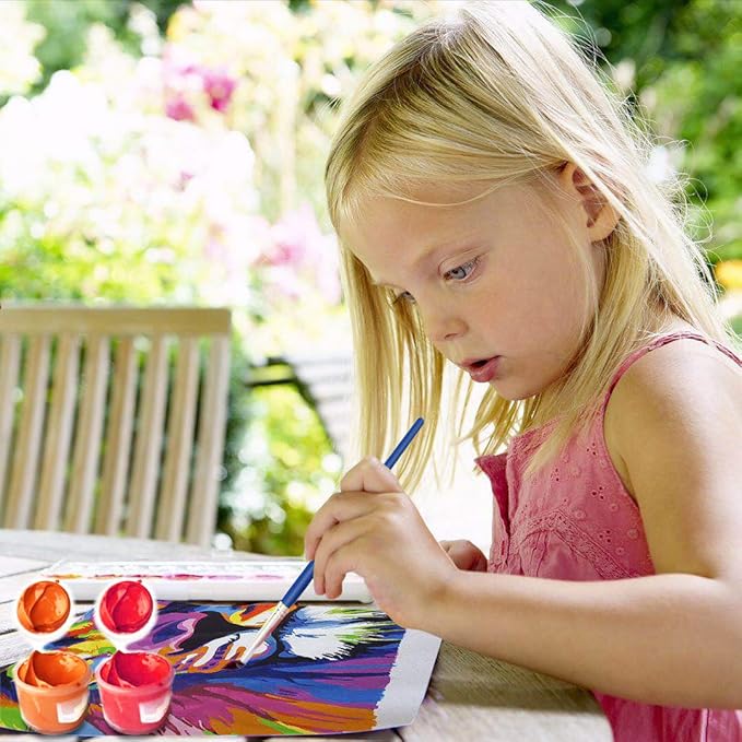 Elftoyer Paint by Numbers for Kids & Adults & Beginner, DIY Canvas Painting Gift Kits for Home Decoration - Colorful Dog 16 x 20 inch (Without Framed)