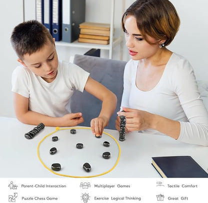 Magnetic Chess Game with Stones, Magnet Game, Puzzle Strategy Family Games, Party Travel Desktop Educational Games for Kids and Adults, Gifts for All Age, Valentine's Day, Easter Gifts