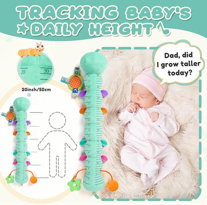 AWOTOY Baby Toys 0-6-12 Months,Musical Caterpillar Stuffed Animals Activity Infant Toys with Crinkle,Rattles,Mirror&Pull String,Muti-Sensory Toys Gifts for Newborn Tummy Time,Mint Blue|Leafy