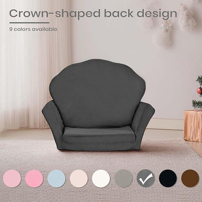 COSYLAND Kids Sofa for Toddler, 2-in-1 Folding and Expandable Soft Chair Bed Toddlers,Convertible Sofa to Lounger Sleeper Chair Bed for Girls and Boys,Dark Gray