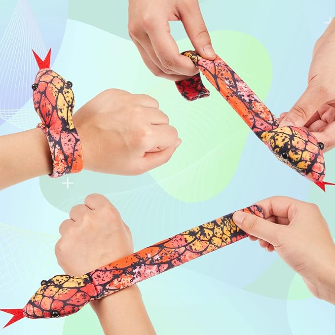 24 Pcs Snake Slap Bracelets Reptile Party Favor Snake Snap Bracelets Animal Snake Bracelet Reptile Birthday Party Supplies for Kids Parties Favors Christmas Gift, 24 Assorted Designs