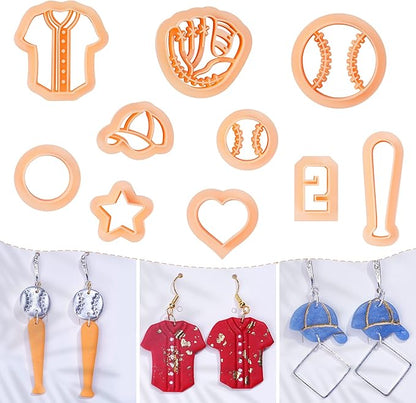 Puocaon Baseball Polymer Clay Cutters - 10 Pcs Sports Clay Cutters for Polymer Clay Earrings Making