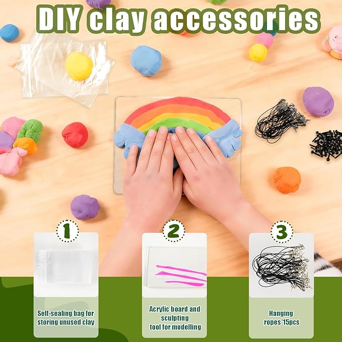 Christmas Air Dry Modeling Clay Kids, DIY Polymer Clay Kit Ultra Light & Soft, Creatibles Play Dough Set Best Christmas Arts and Crafts Gifts for Kids Boys Girls Beginners