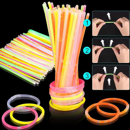 120Pack Glow in the Dark Party Favor,Glow Glasses with 100 8" Glow Sticks Bulk & Connectors,20 Glasses Mode for 20 Glow Heart Glasses 60 Glow Bracelet,8" Glowstick Neon Glow Toys for Kids & Adults
