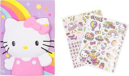 Hello Kitty Slow Rise Squishy Diary Kit for Kids DIY Kawaii Fidget Journal Soft Squeeze Sensory Cover Stickers and Pen Included Creative Writing Craft Toy Gift for Girls Ages 4 +