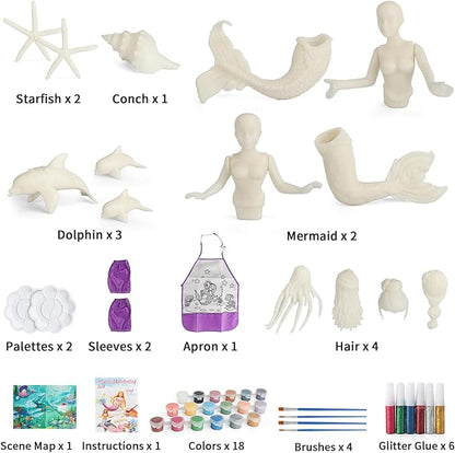 BESTYMXY Mermaid Toys Painting Kit, Mermaid Paint Kit, Kids Art Set, DIY Mermaid Paint Arts & Crafts Set, Mermaid Toys for Girls