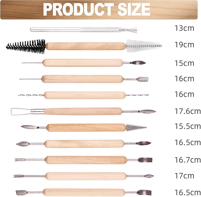 LINPHCEY 11-Piece Clay Sculpting Tools Set Perfect for Polymer Air Dry Modeling Clay Beginners & Professionals Ideal for DIY Pottery & Ceramics Tools for Clay Sculpey Sculpting & Crafting