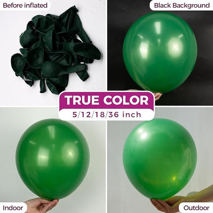 Bezente Green Balloons Latex Party Balloons - 150 Pack 5 inch Matte Small Dark Green Helium Balloons for Birthday Bridal Shower Christmas St. Patrick's Day Jungle Safari Theme Party Decorations