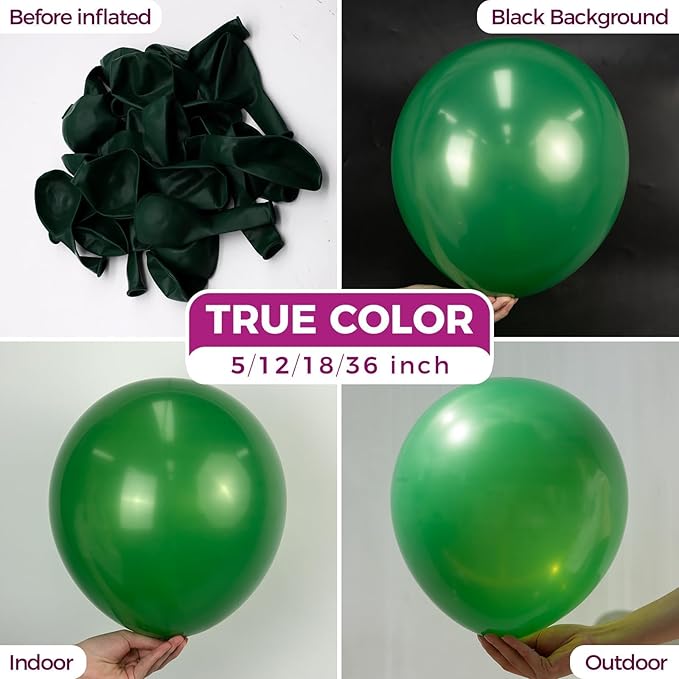 Bezente Green Balloons Latex Party Balloons - 100 Pack 12 inch Round Helium Balloons for St. Patrick's Day Dark Green Themed Wedding Graduation Birthday Party Backdrop Decorations