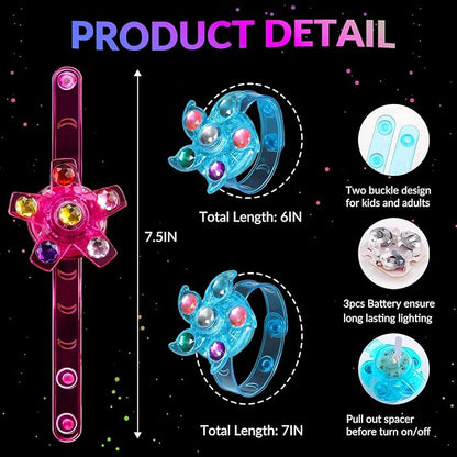 36 Pack LED Light Up Fidget Spinner Wristbands Party Favors for Kids 4-8 8-12, Glow in Party Supplies, Return Gifts for Kids Birthday Halloween