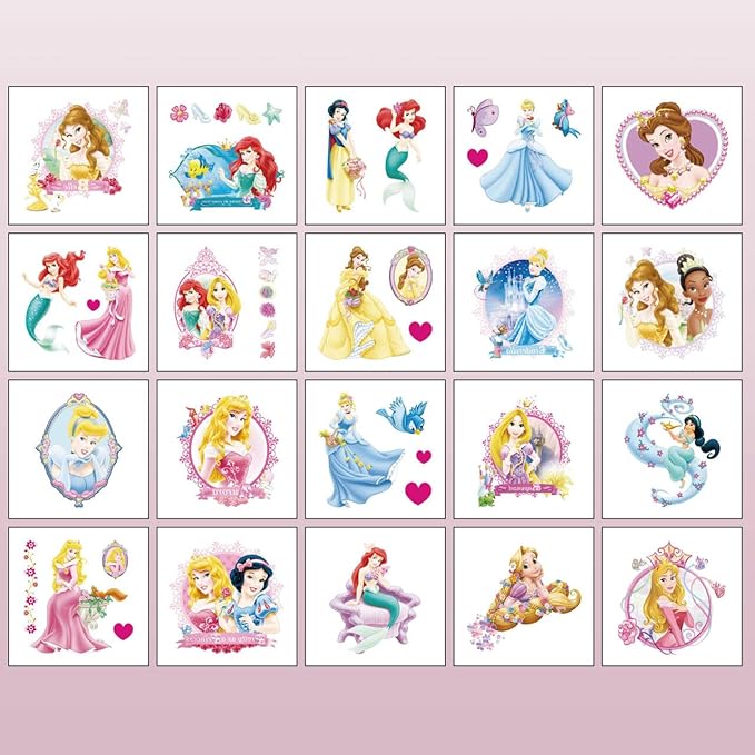 40 Sheets Disney Princess Temporary Tattoos for Kids,Birthday Party Favors, Cartoon Princess Decoration Sticker Gifts for Girl Boys Home Activity Class Prizes Carnival Christmas Rewards