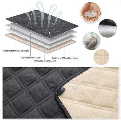 TOMORO Non-Slip Recliner Sofa Cover - 100% Waterproof Recliner Chair Slipcover Furniture Protector, Washable Couch Cover with Elastic Straps for Dog and Kids, Dark Gray, 23 Inch Middle