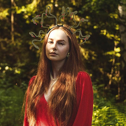 3 Pcs Halloween Snake Headband Medusa Headband Snake Bracelets Funny Gift for Mardi Gras Masquerade Halloween Cosplay Costume Party Supplies