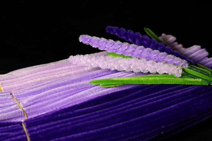 300pcs Purple Pipe Cleaners Bulk - Fluffy Craft Pipe Cleaners for Arts & Crafts, Ideal for Making Flowers, Animals & Decorations (12 x 0.24 inches)