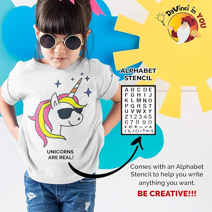 Coloring Shirt Kit with 10 Fabric Markers: Unicorn, Mermaid, Birthday Girl Gift - Arts and Craftt