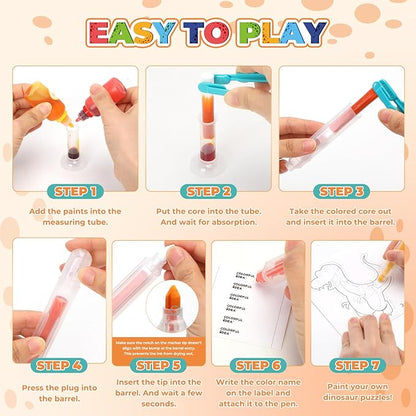 Educational Science Kits STEM Toys for Kids Age 5-7 Color Science Activity DIY Puzzle Dinosaur Painting Crafts for Boys Girls Ages 5,6,7,8,9,10 Years Color Mixing Game Christmas Bday Gift (Dinosaur)