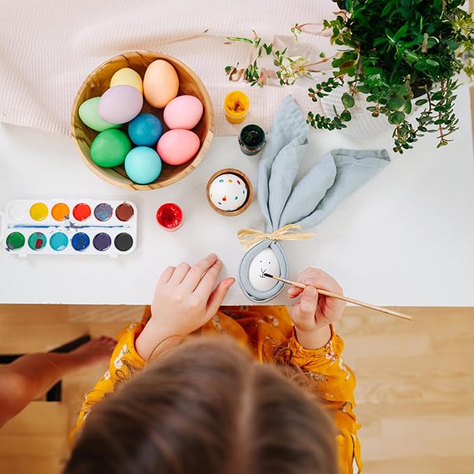 3 Otters 12PCS Egg Play Food Set for Kids Kitchen, Wooden Egg Toys Pretend Separable Egg with Yolk Painting Eggs for Kids Early Development Learning Birthday