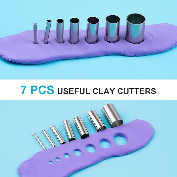 Clay DIY Tool Set, Acrylic Clay Roller, Acrylic Sheet, Stainless Steel Round Circle Shape Cutter