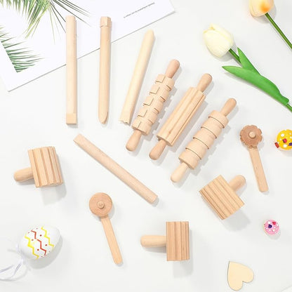 Kisangel 12-Piece Wooden Clay Tools Set for Sculpting and Molding Plasticine Safe Smooth Surface Modeling Tools for Kids and Adults Creative Crafting