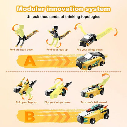 Aimery Collision Transforming Dinosaur Car Toy, 2 Magnetic Cars Convert into Dinosaur Toys,Dino Robot Toy, Boys Toys,Kids Toys, Party Birthday for Kids (Golden)