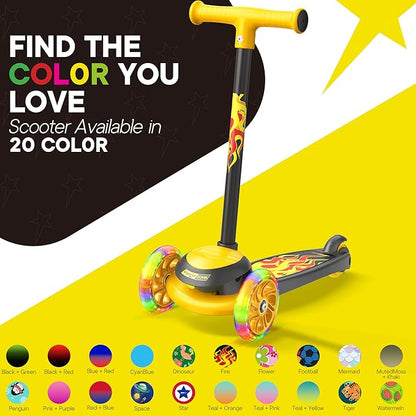 3 Wheel Scooter for Kids, Smooth Light Up LED Front Wheels, Wide Anti Slip Deck, Rear Foot Brake, Easy Lean to Steer Maneuvering, Indoor & Outdoor Ride On Toys for Ages 2 Up,