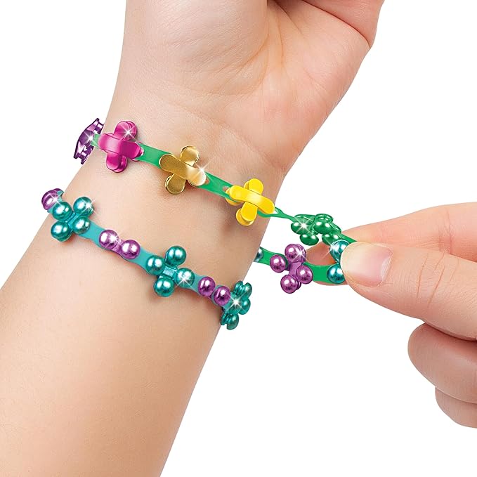 Make It Real: LinXo Celebration Jewelry Design Set - 186pcs, DIY 5 Flexible Bracelets, Design-Build-Rebuild, Craft Activity Kit, Girls & Kids Ages 6+