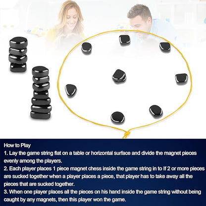 Magnetic Chess Game with Stones Set, Magnetic Chess Game with Rocks, Magnet Game with String, Family Gatherings Board Games for Kids & Adults Travel Camping Games