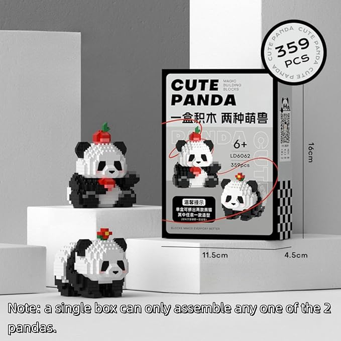 QMEAKMONY Mini Building Blocks Panda Sets Cute Micro Mini Panda Building Bricks for Adults Micro Nano Bricks Perfect Party Favors for Teenagers. (359 PCS)