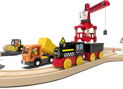 Battery Operated Locomotive Train, Magnetic Trains Toy for Wooden Tracks, Motorized Train Compatible with Thomas, Brio, Chuggington, Melissa & Doug