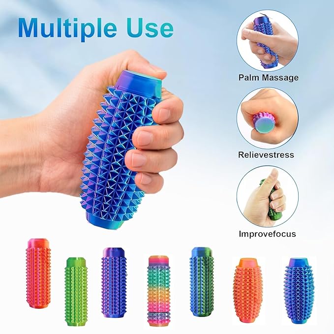 2PCS 5 in 1 Little Ouchies Fidget Toys Adults, Pain Stim Fidgets with Button Clicks Spinners,Sensory Toys for Anxiety Stress Reduction,Portable Stress Relief Spiky Fidget Keychain