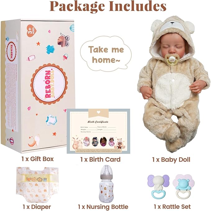BABESIDE Lifelike Reborn Baby Dolls Boy - 17-Inch Baby Soft Body Realistic-Newborn Baby Doll Silicone Full Body Vinyl Real Life Baby Dolls with Toy Accessories for Kids Age 3+