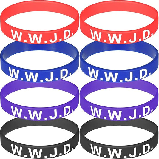 Jadive 20 Pcs WWJD Rubber Bracelets What Would Jesus Do Silicone Wristbands for Women Men Jesus WWJD Inspirational Bracelet Motivational Bracelet Religious Christian Party Favors Gifts