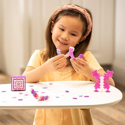 PLUS PLUS 240 Piece Interlocking Building Blocks for Kids, Open Ended Connecting Toys, STEM Bin Mini Manipulatives - Glitter Mix Play Tube & Baseplate