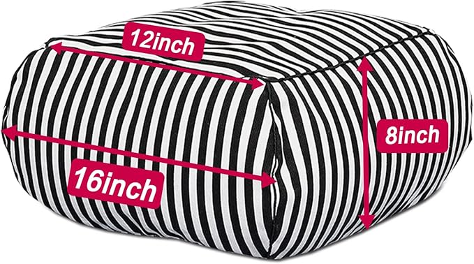 Stuffed Floor Cushion with Cotton Canvas Washable Zebra Cover and Foam Filling, Doubles as Cozy Bean Bag and Square Footstool for Relaxing in Living Room, Bedroom, or Terrace Yoga Meditation Seat.