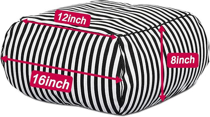 Stuffed Floor Cushion with Cotton Canvas Washable Zebra Cover and Foam Filling, Doubles as Cozy Bean Bag and Square Footstool for Relaxing in Living Room, Bedroom, or Terrace Yoga Meditation Seat.