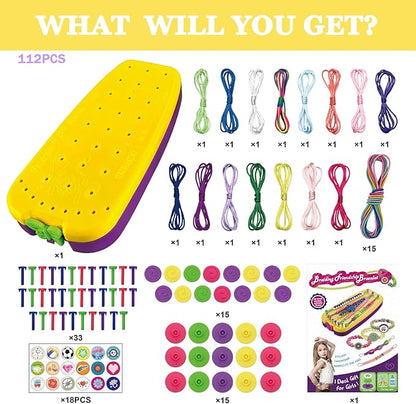 Friendship Bracelet Making Kit for Girls Age 6-12 | DIY Arts and Crafts for Kids | Christmas Birthday Gifts Ideas for Girl 7 8 9 10 11 Years Old | Popular Stocking Stuffers Toys Bulk Set (112PCS)