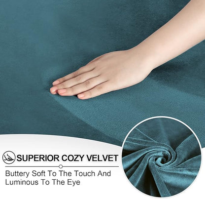 FestiCorp Recliner Chair Covers Real Velvet 4-Pieces Recliner Covers for Small Lazy Boy Recliner Chair Stretch Recliner Sofa Slipcovers Protector with Side Pocket & Elastic Bottom, Peacock Blue