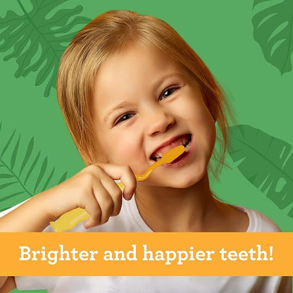 GuruNanda Kids Toothbrush with Suction Cup & Fun Animal Designs - Soft Bristles for Healthy Gums- Non-Slippery & Mess-Free Toothbrush, 3+ Age- 4 Count (Pack of 2)